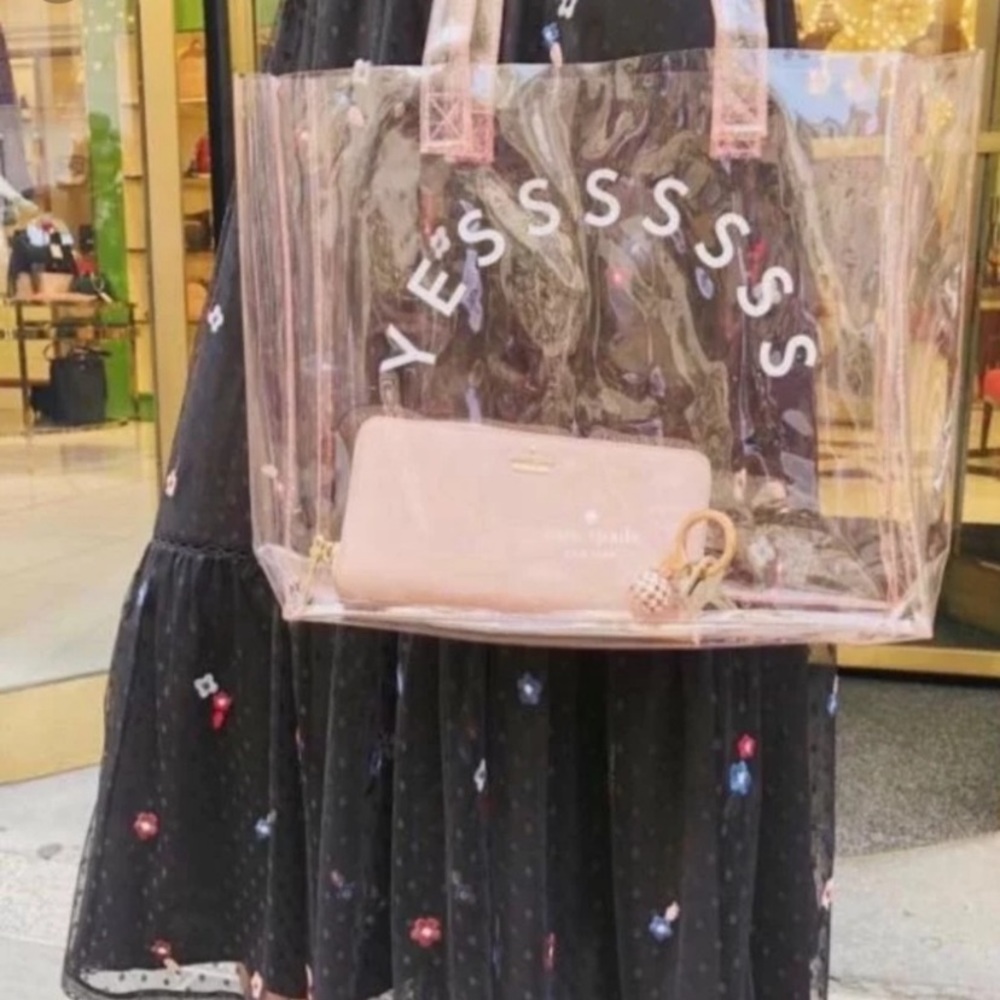 Rare Kate Spade clear tinted pale pink tote bag